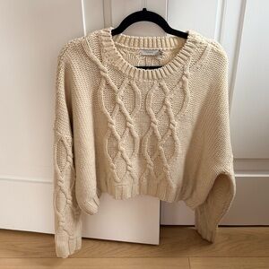 Lush Cable Knit Cream Sweater